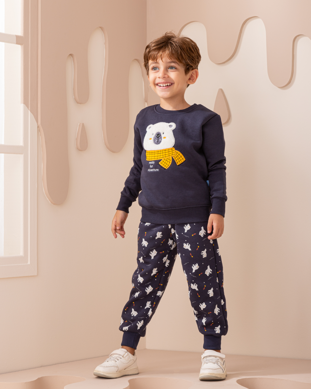 Ready for Adventure بيجاما اولادي سويتشرت وبنطلون مطبوع
