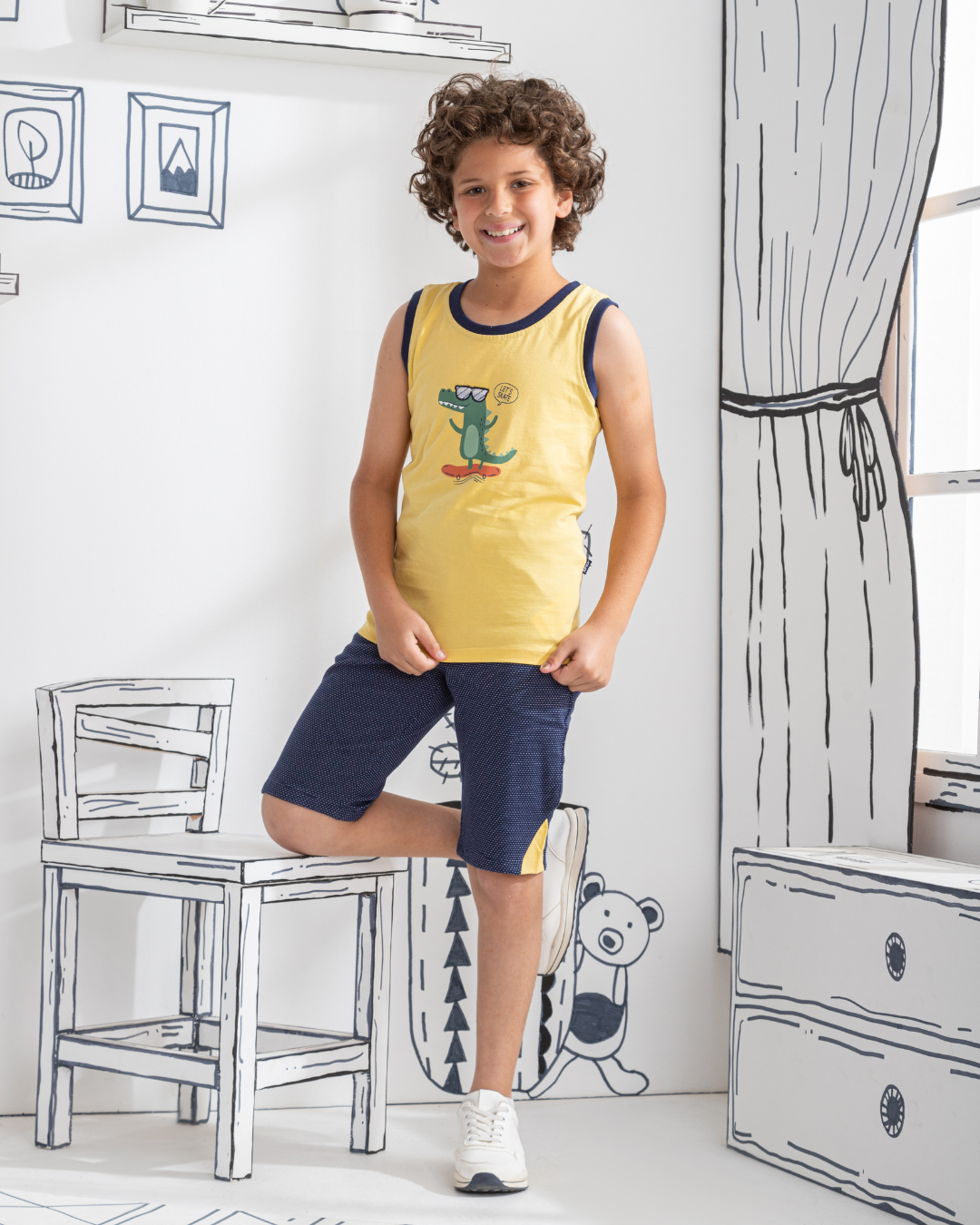 Crocodile بيجامه اولادي تيشرت كت وبنتاكور مطبوع