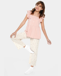 Glow Girls' printed T-shirt and pants pajamas