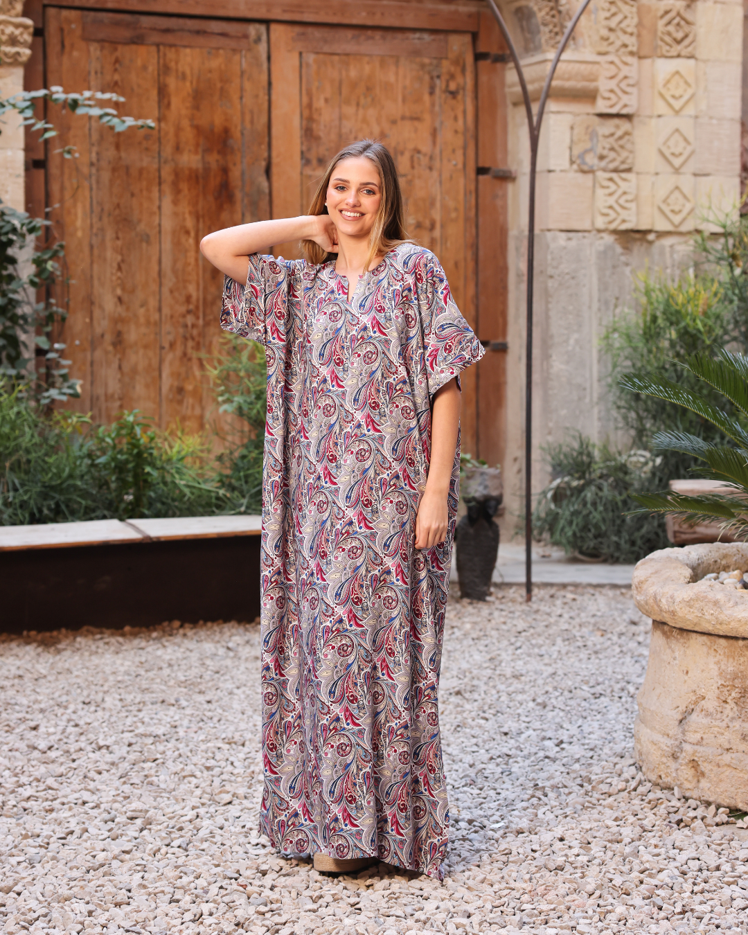 149 قميص فسكوز نص كم مشجر