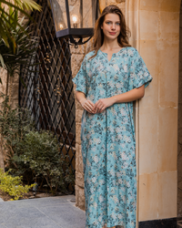 143 قميص فسكوز نص كم مشجر