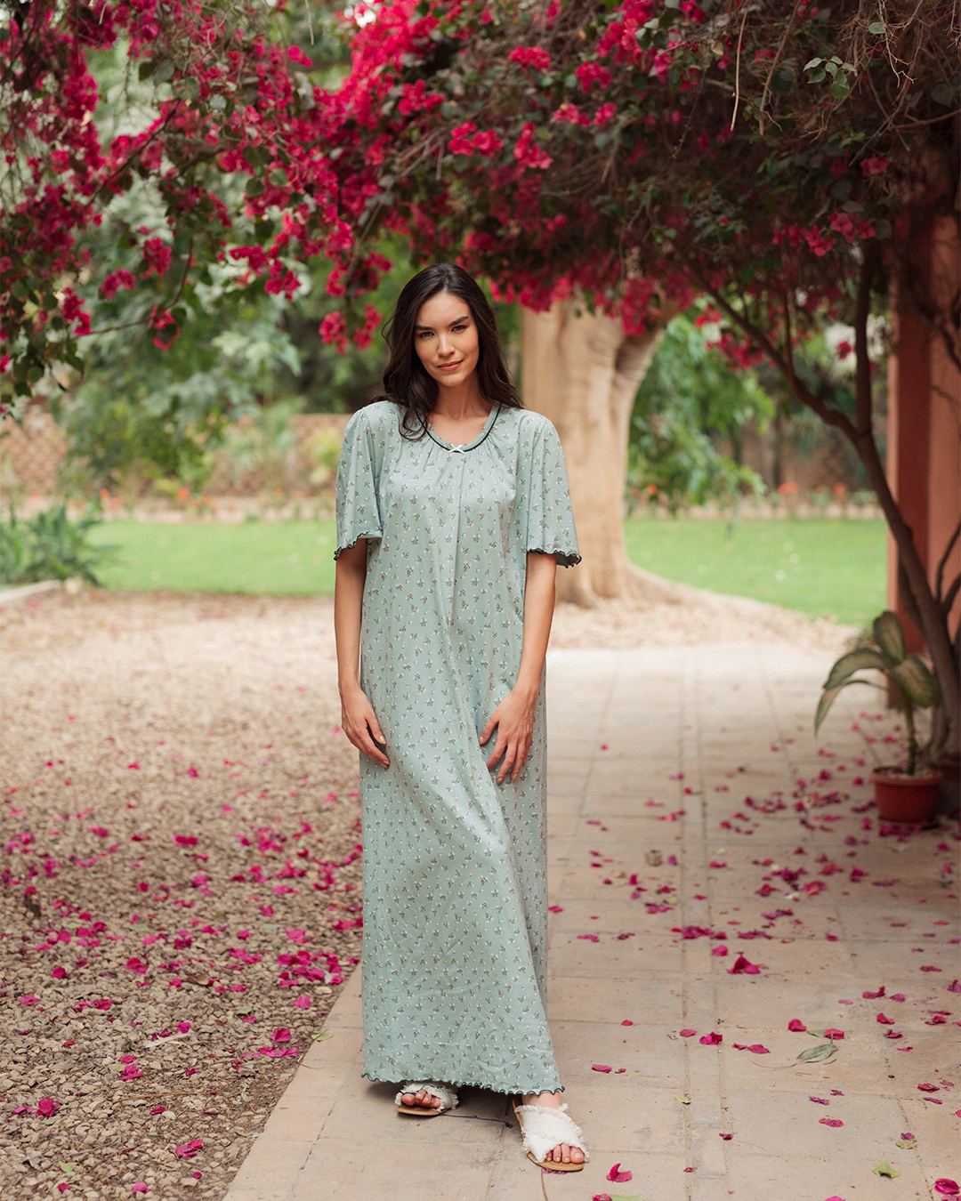 قميص نوم حريمى مطبوع نصف كم