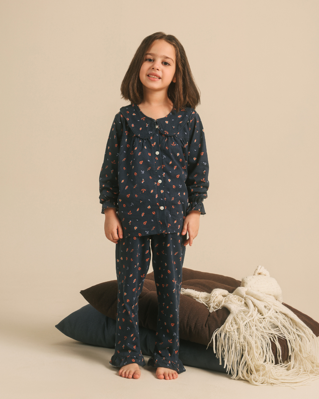 Autumn leaves in vintage style kids girls pajama