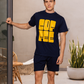 Coffee shorts, men's pajamas, half sleeves, round neck