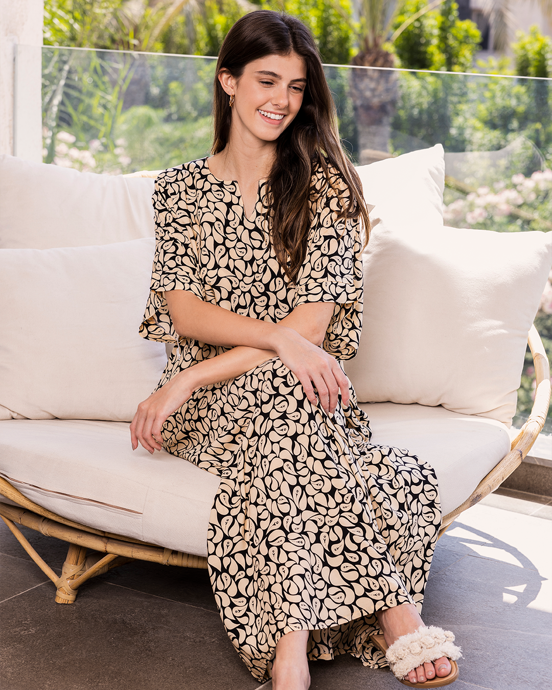 121 قميص فسكوز نص كم  مشجر