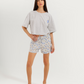 Oversized pajamas and short shades for women with blue eyes