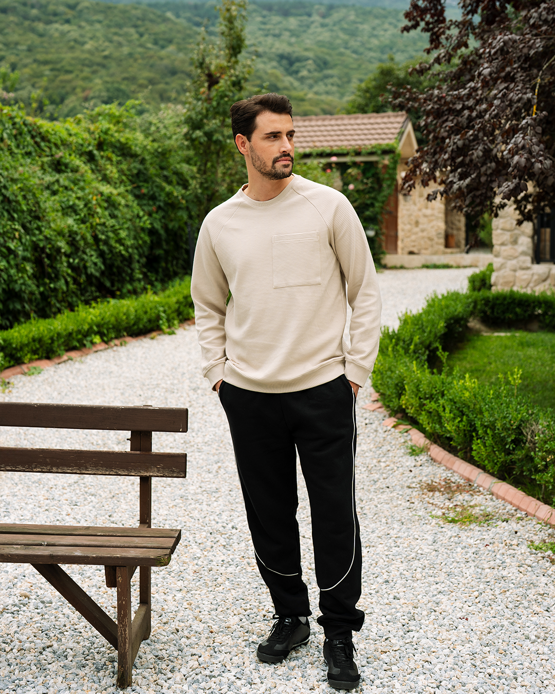 بيجاما بنطلون ميلتون و توب كم طويل بجيب