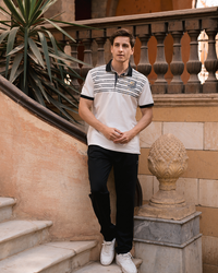 yachting galvani Men's pajamas with buttoned collar and striped print on the chest