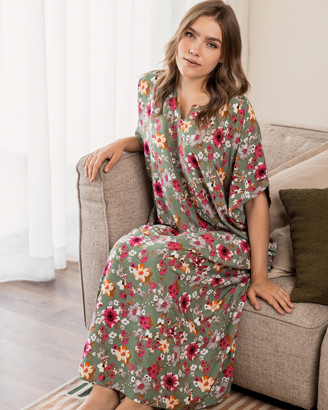 قميص فسكوز مشجر نص كم 118