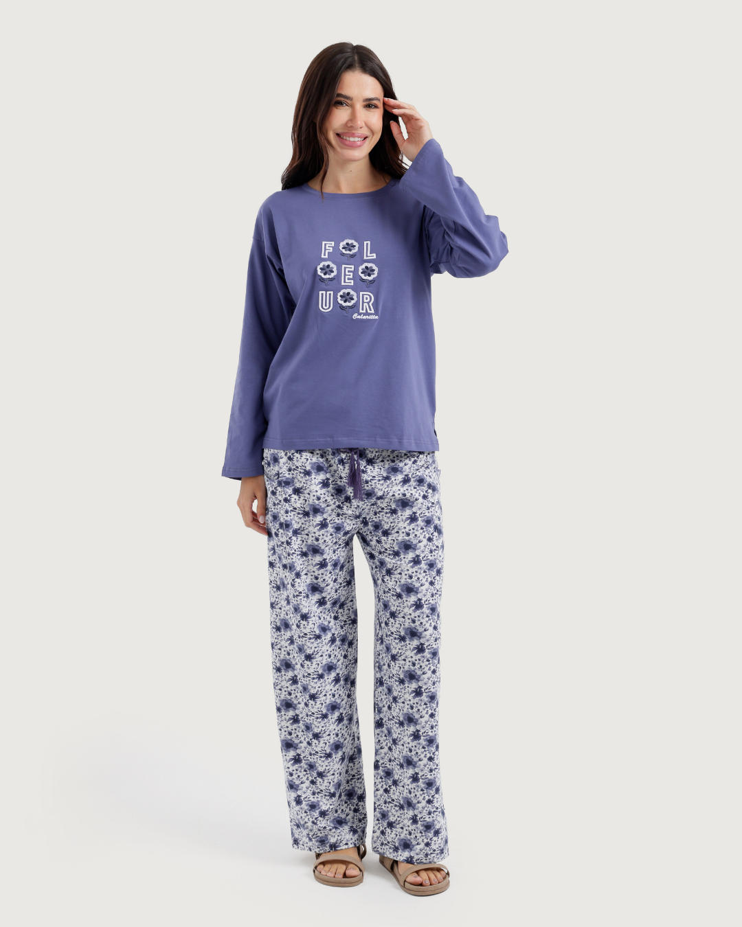 pajama women fleur manche pantalon