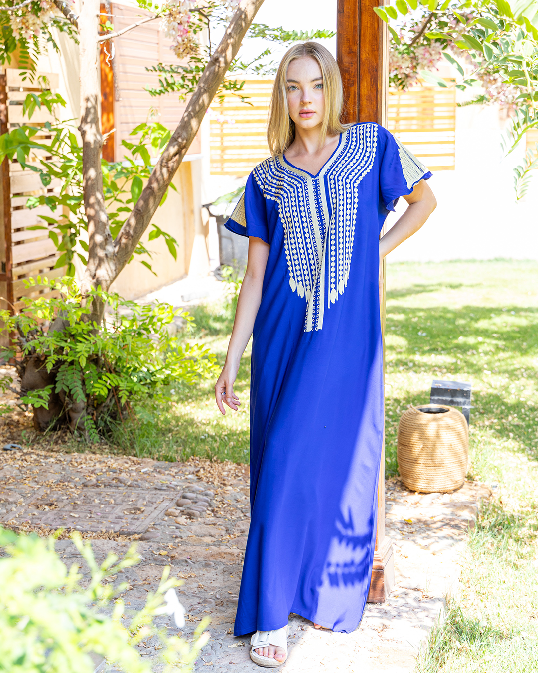 قميص فسكوز 6 نص كم ساده مطرز