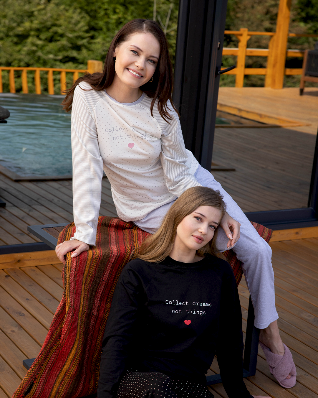 Collect dreams Thermal Polka dots pajamas for women, long sleeves