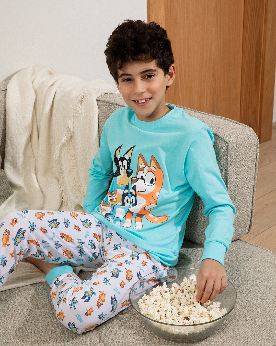 Bluey Family Children's pajamas for boys, long sleeves, 100% cotton * Printed pants, 100% cotton