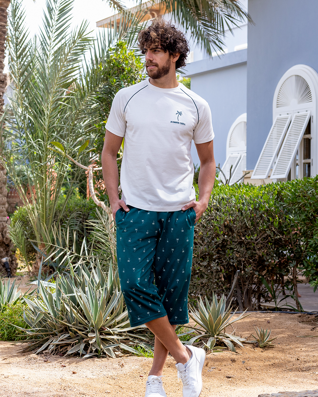 بيجاما بنتاكور قطن اشجار صغيره و توب نص كم