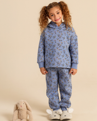 Girls' winter pajamas with a rose print