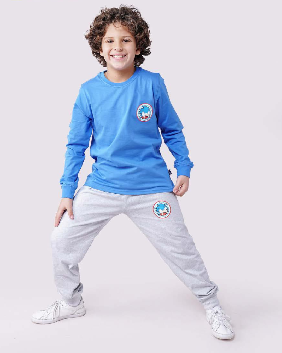 Sonic بيجامه أولادي بكم وبنطلون طباعه صدر وظهر وكم وبنطلون سونيك