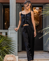 Black  champagne بيجاما ستان بنطلون حريمي