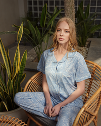 Women's half sleeve open laser pajamas with viscose trousers