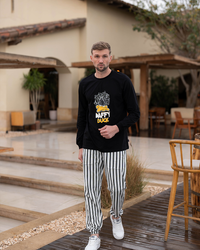 Daffy Duck Men's Long Sleeve Cotton Pajamas * Summer Melton Stripe Pants