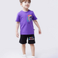 Boys' single lycra pajamas and brassiere top with print on the bodice and back