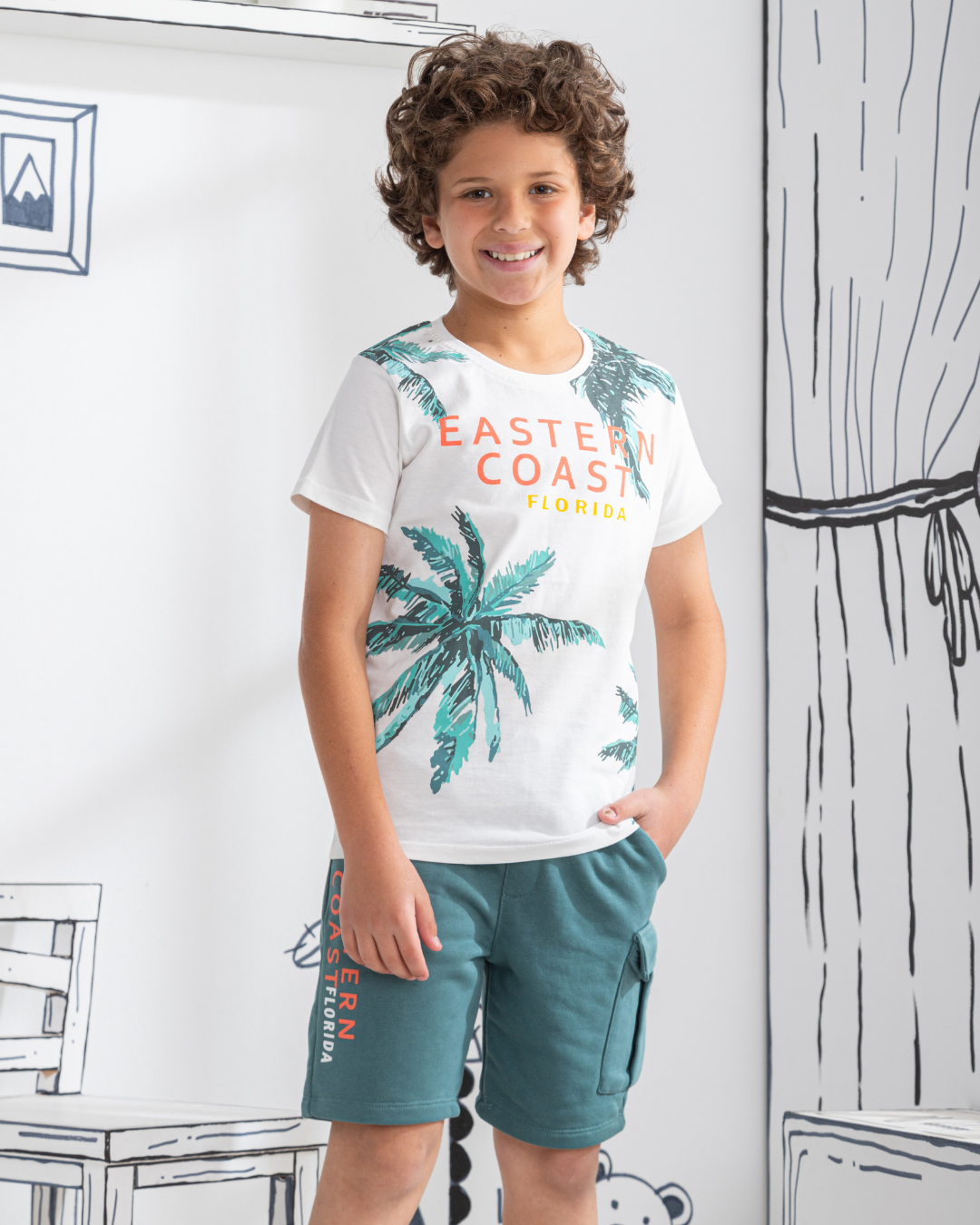 EASTERN COAST florida Boys' pajamas, printed half-sleeve T-shirt and shorts