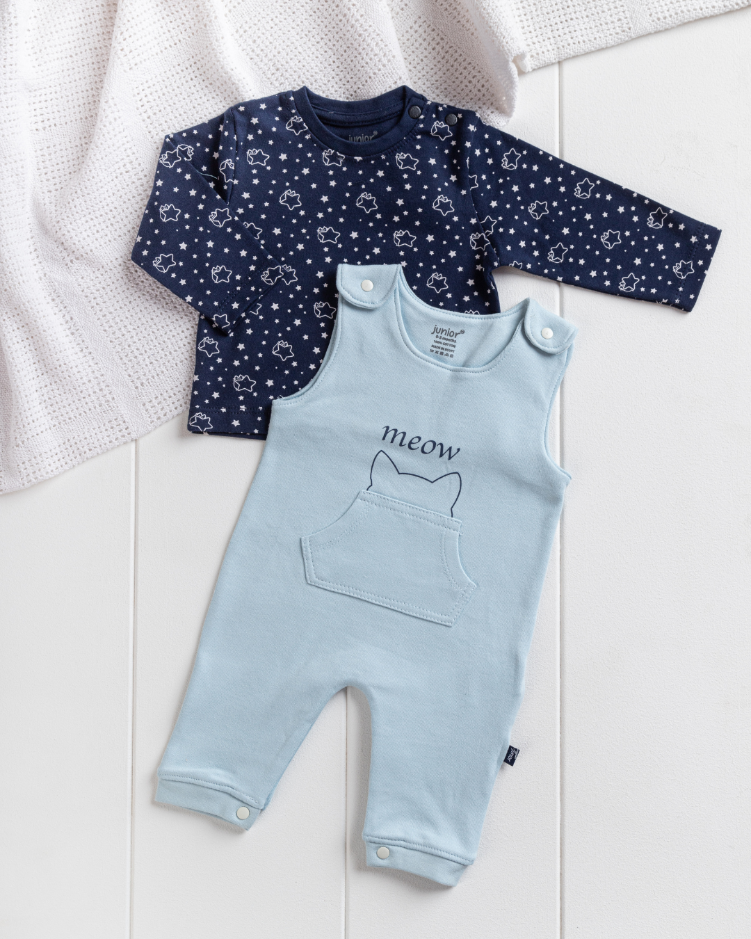 Moon Cat سالوبيت اولادي حمالة وتيشرت مطبوع