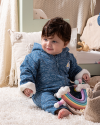 Break the rules baby jumpsuit with printed hood