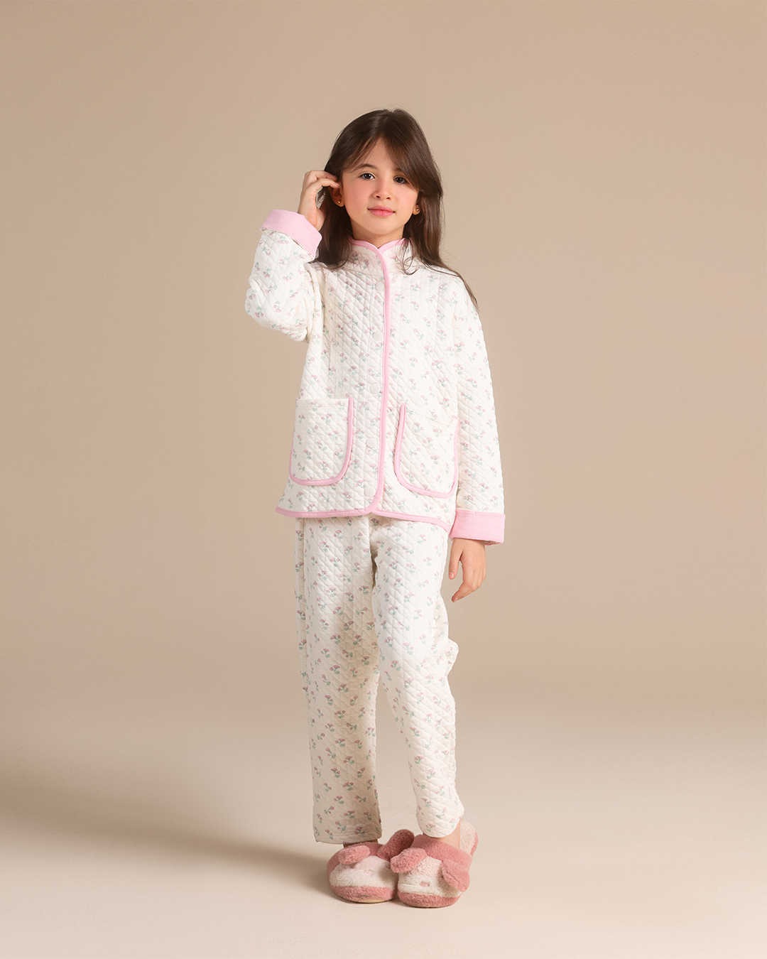 Quilted Floral Dream Girls Pajama Set