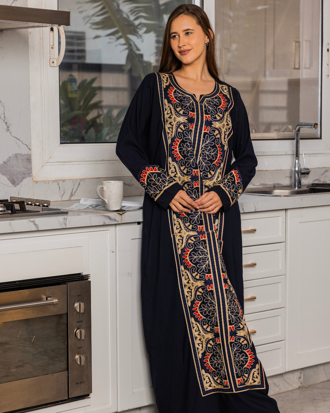 قميص داكرون سادة بكم مطرز طويل 8