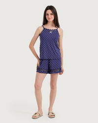 Women's Cotton Strap Shorts Pajamas with Print