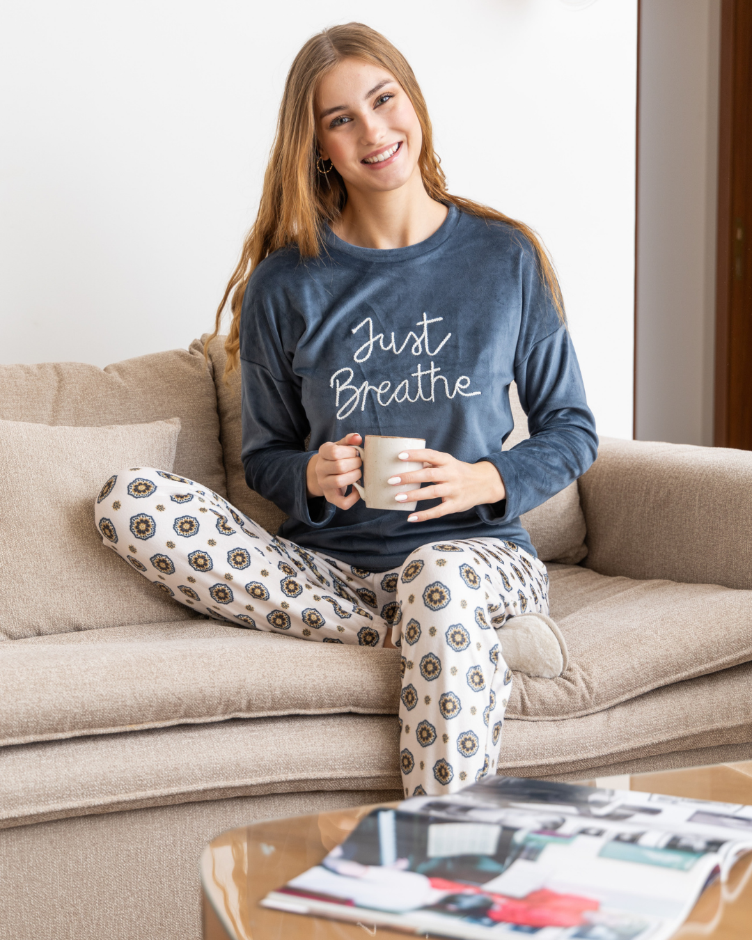 just breathe Dwyer printed women's pajamas