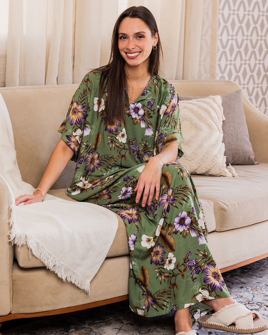 132 قميص فسكوز نص كم مشجر