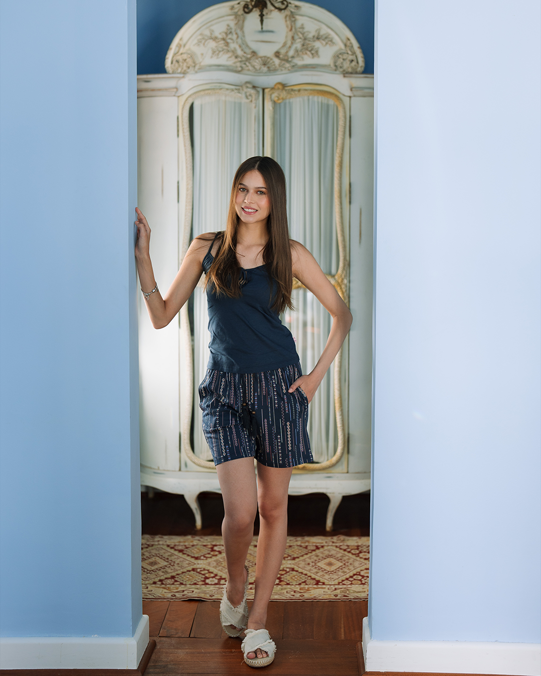 بيجاما توب حمالة و شورت فسكوز قطن بوهو شيك