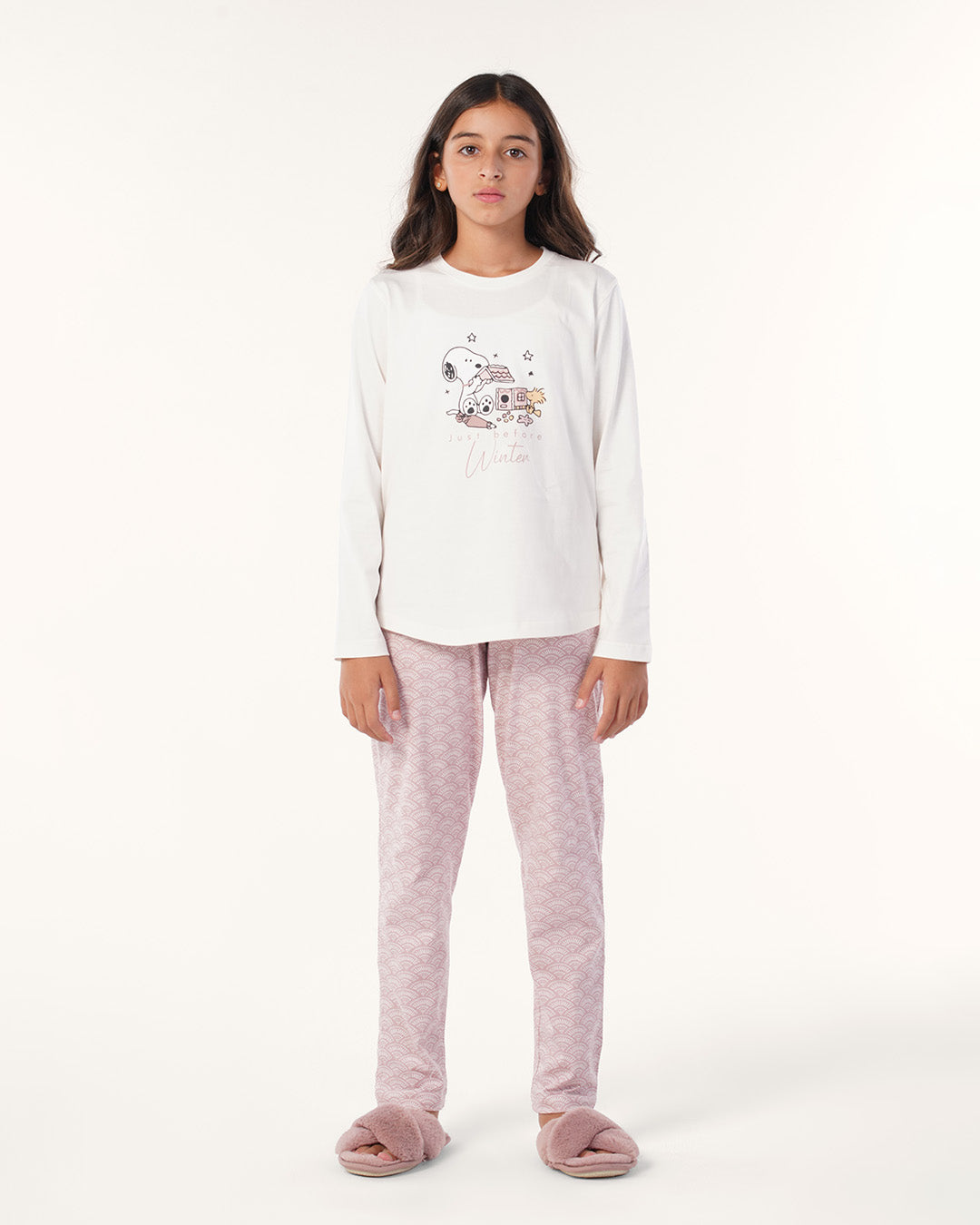 بيجامة بنطلون قطن و توب كُم طويل سنوبى