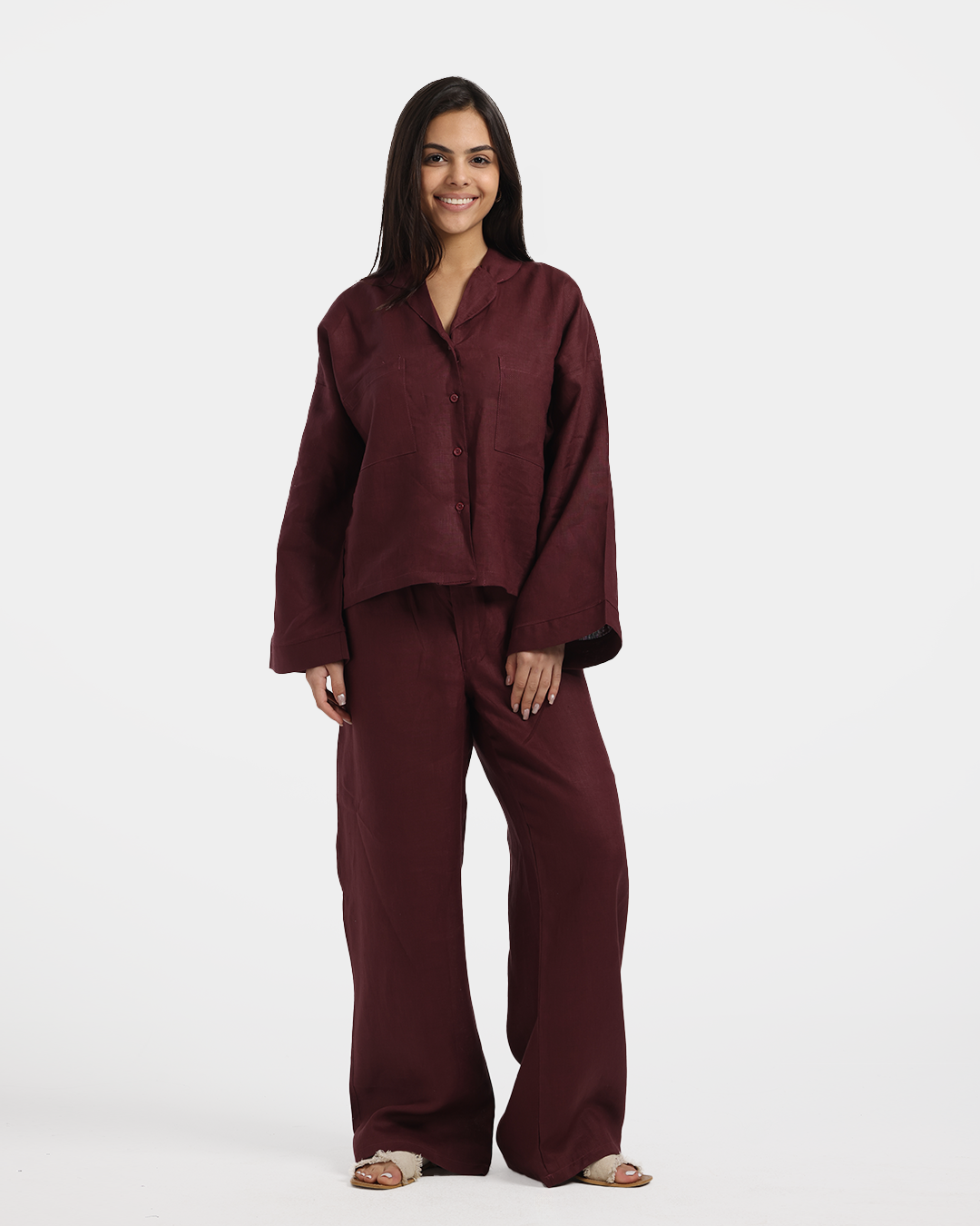 Chic Women's Linen Set with Buttons