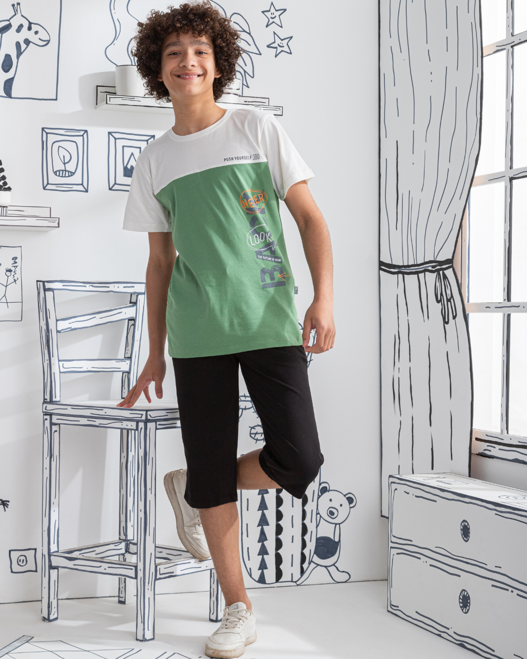 Push Yourself بيجامه اولادي بنتاكور مطبوع