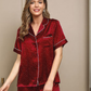 Women's pajamas, satin, dotted, buttons, half sleeves