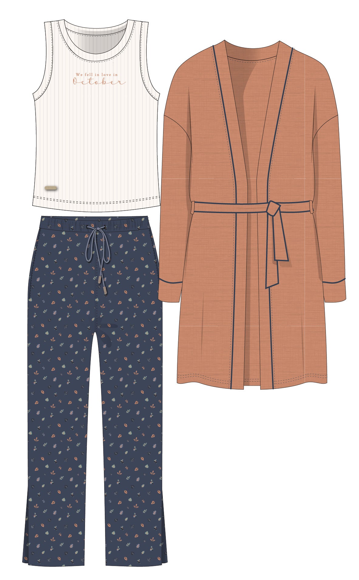We fell in love in October Women 3 Pieces Pajama