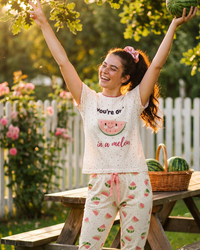 بيجاما حريمى نص كم طباعه بنطلون