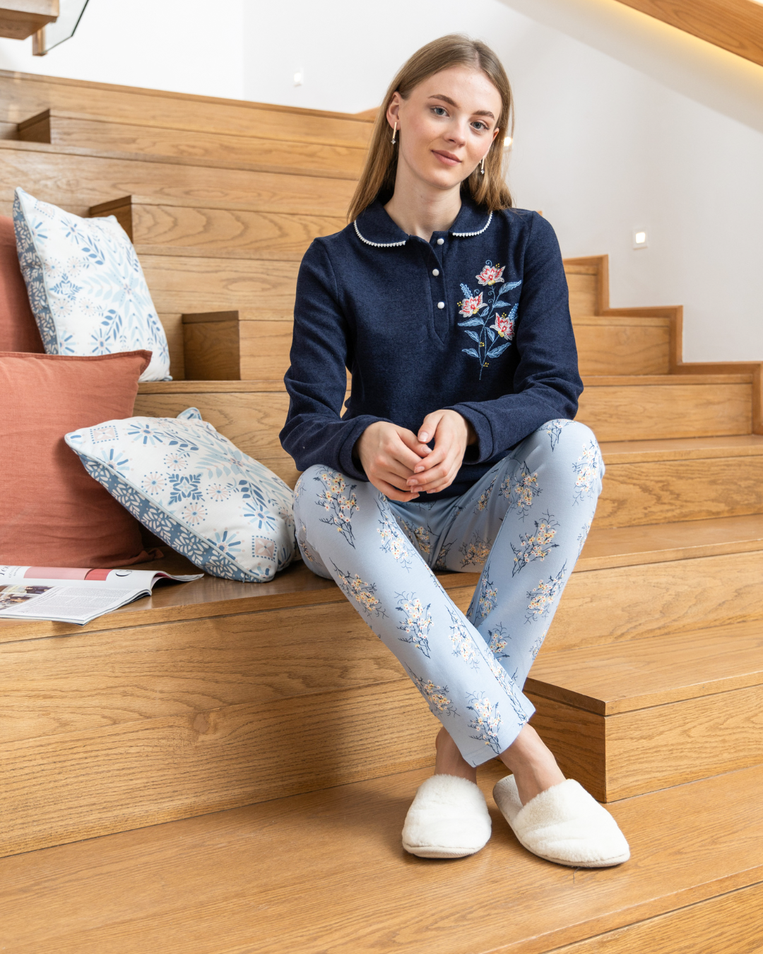 بيجامه حريمي كاشمير كوله ومرد مطرز ببنطلون ميلتون سما