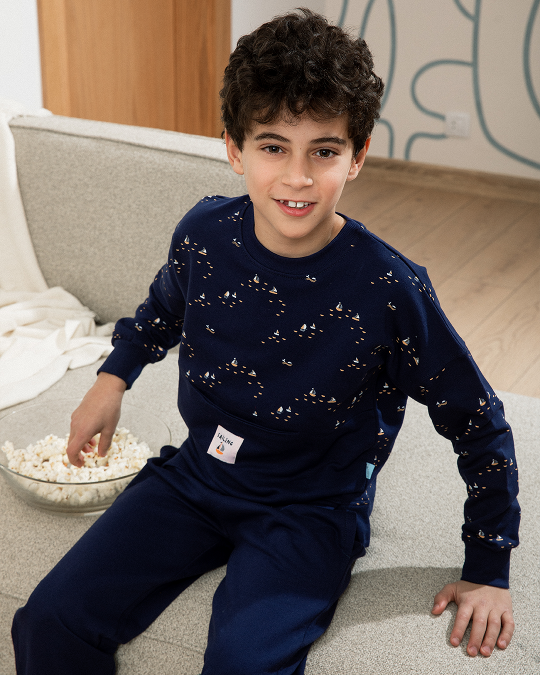 Sailing بيجاما أولادي كتف ساقط