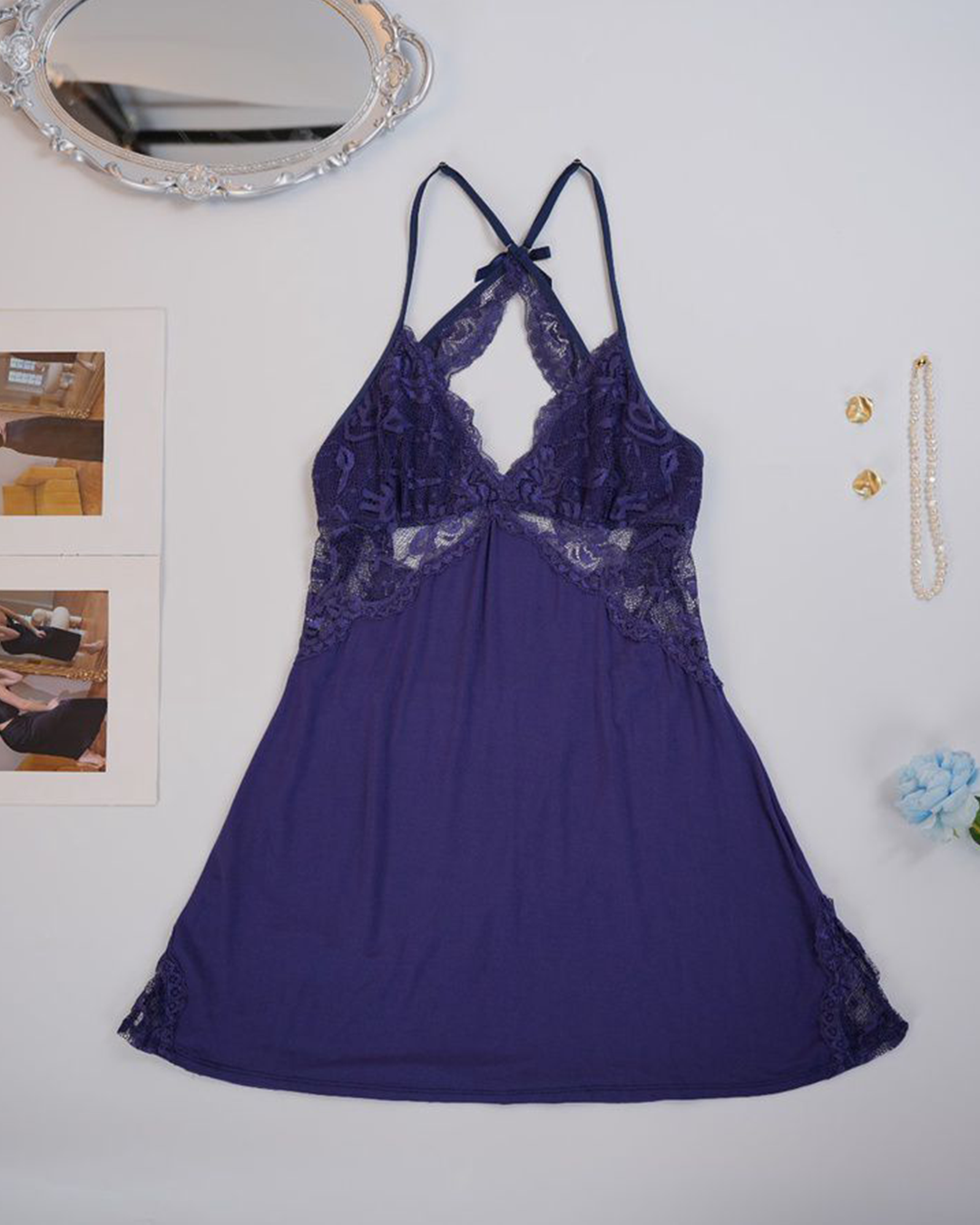 BD طقم لانجيري حمالة منقوش