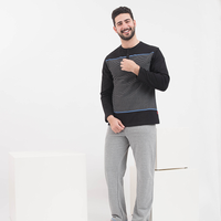 Black x blue striped men's pajamas