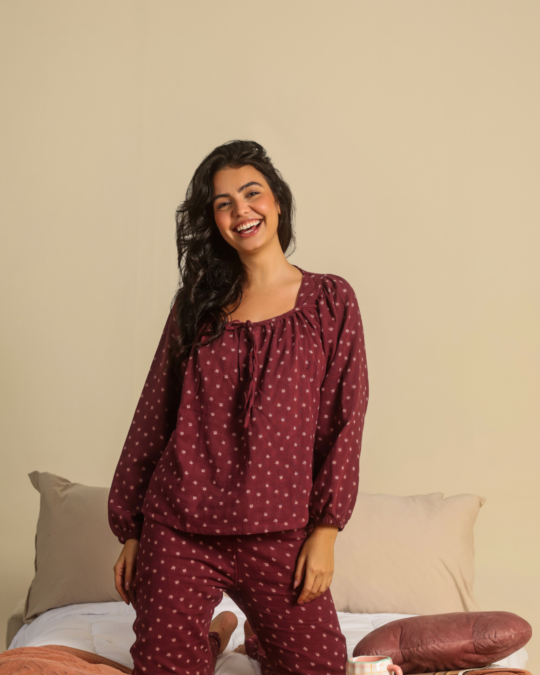A Warm Vintage Floral Pajama for Women