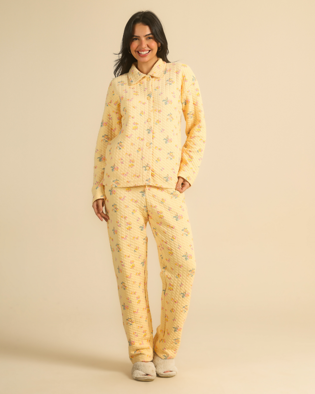Women's quilted floral pajama set