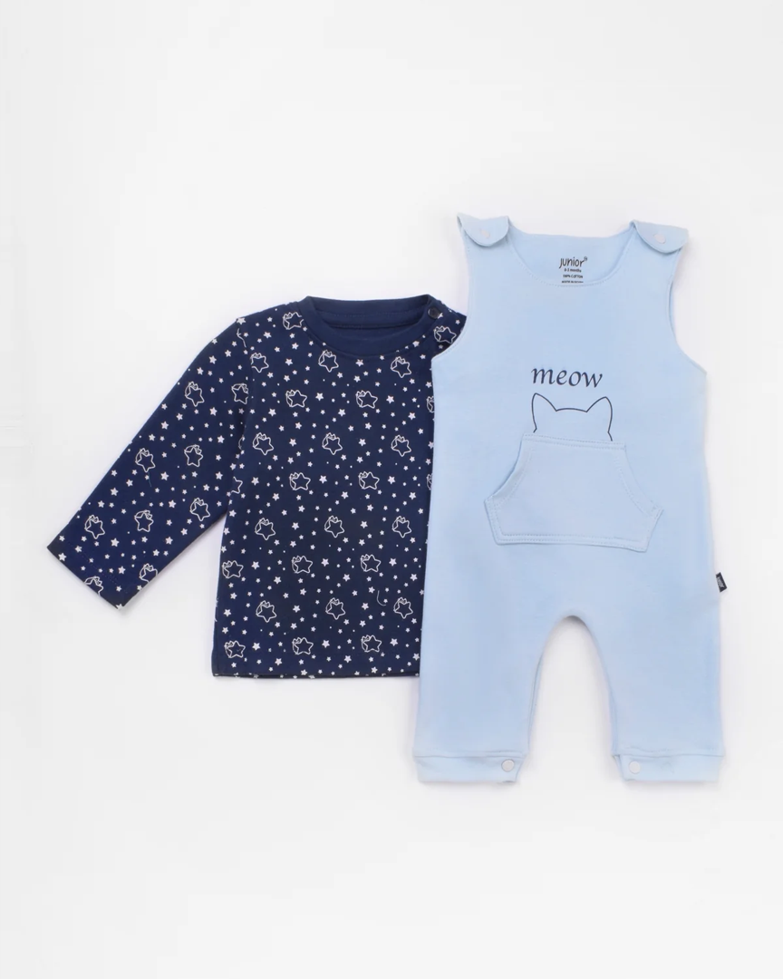 Moon Cat سالوبيت اولادي حمالة وتيشرت مطبوع