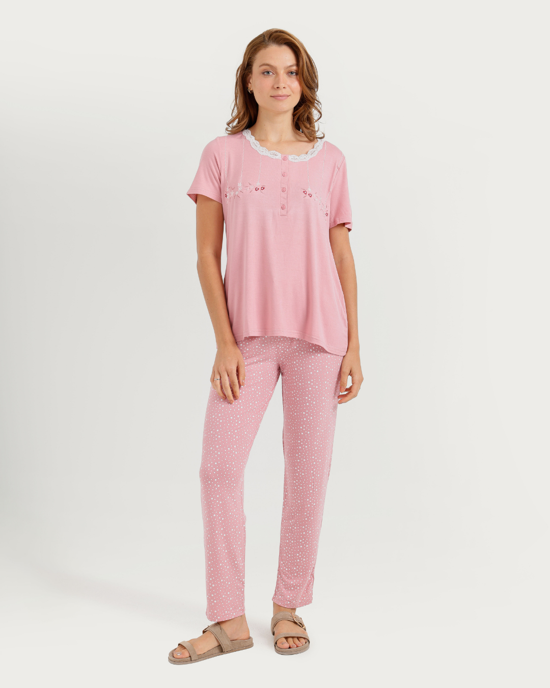 Women's Half Sleeve Pajama with Printed Pants