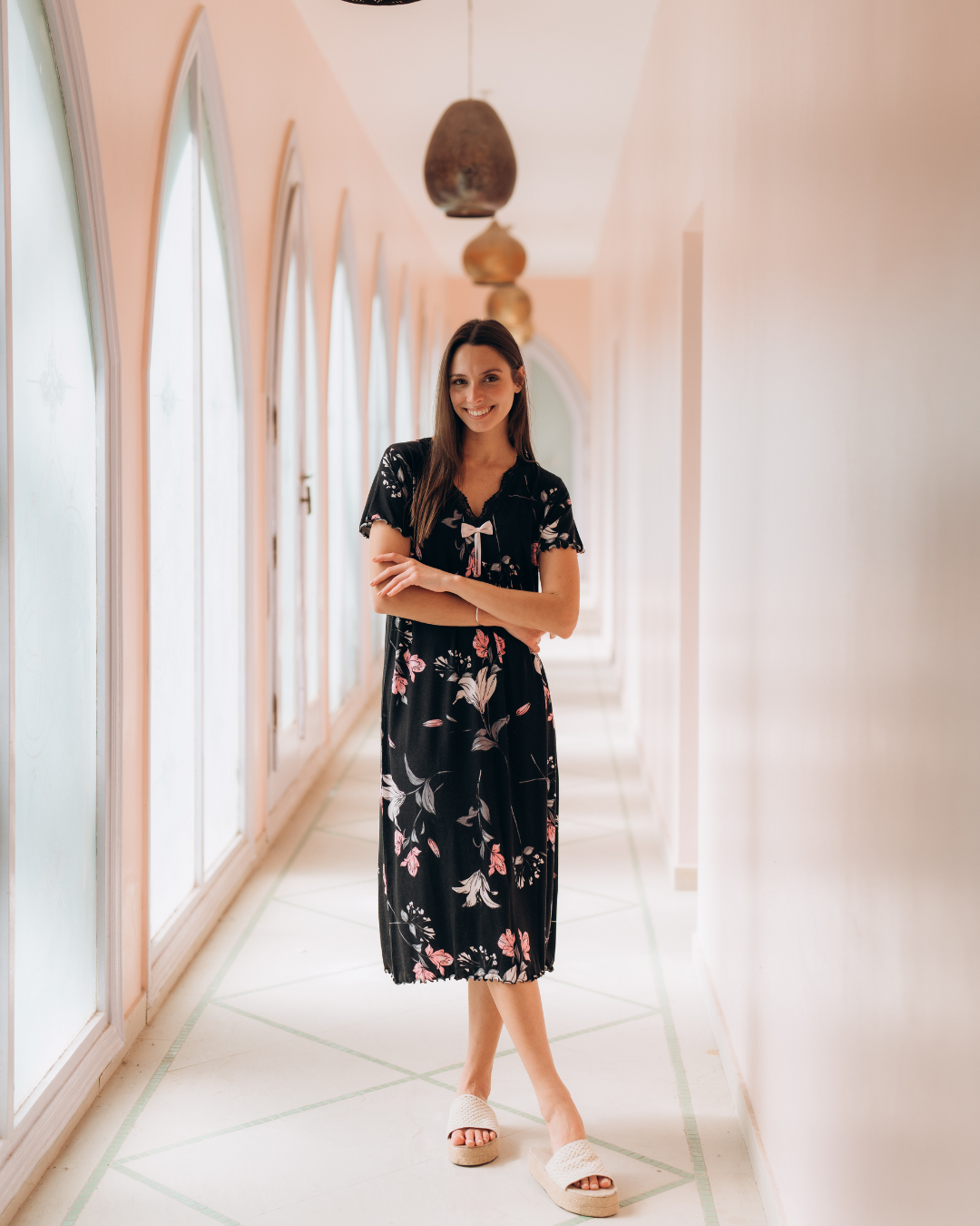 Half sleeve floral V women's shirt