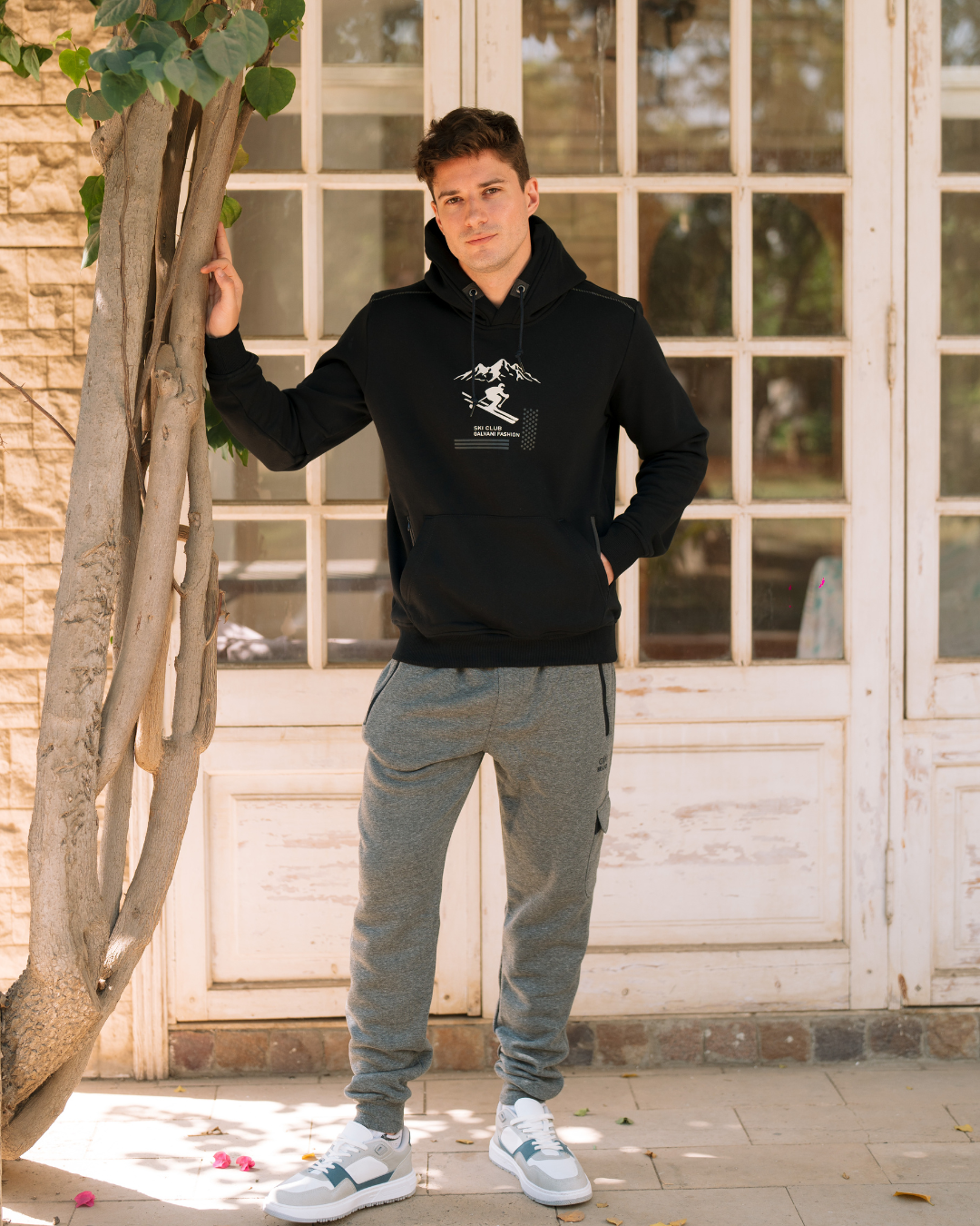 SKI CLUB GALVANI FASHION Men's hooded pajamas with pockets and chest print