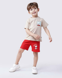 Peanuts family My children's half-sleeved pajamas and Lycra single shorts